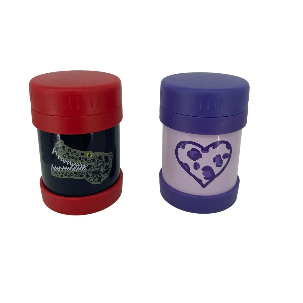 Kids Insulated Thermal Lunchbox Food Containers (2) Alligator & Heart